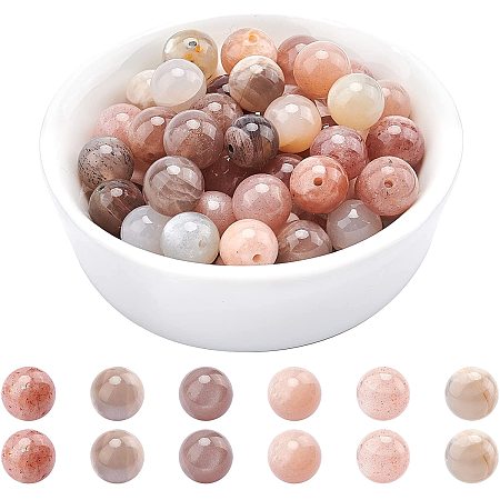 ARRICRAFT Natural Sunstone Beads Strands, Round, 8mm, Hole: 1mm; about 48pcs/strand, 15.7 inches, 1strand/box