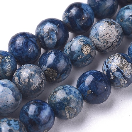 Arricraft Natural African Pyrite Beads Strands, Dyed, Round, 6mm, Hole: 0.7mm, about 67 pcs/Strand, 15.94 inches(40.5 cm)