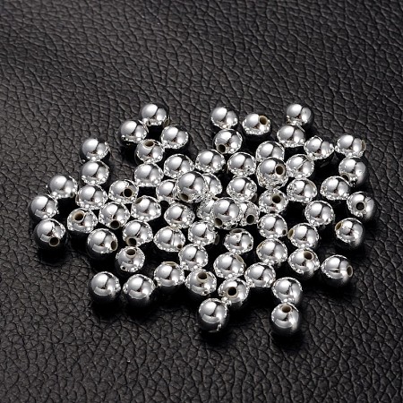 Honeyhandy Plating Acrylic Beads, Round, Platinum Color, about 6mm in diameter, hole: 1mm, about 4000pcs/500g