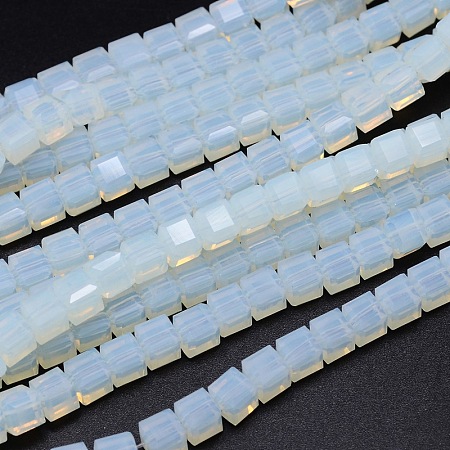 Arricraft Faceted Cube Opalite Beads Strands, Azure, 5.5x5.5x5.5mm, Hole: 1mm, about 94pcs/strand, 20.4 inches