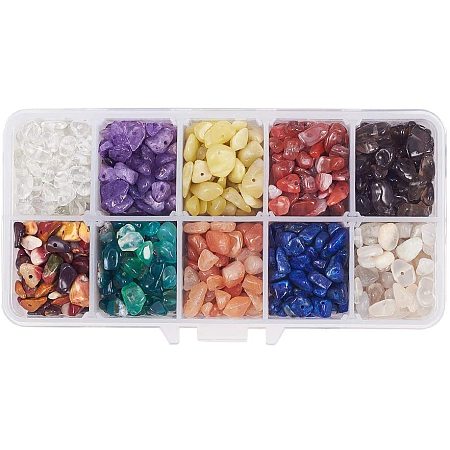 PandaHall Elite 1 Box Chip Gemstone Beads Crushed Pieces Stone Mixed Color for Jewelry Making 13.5x7x3cm