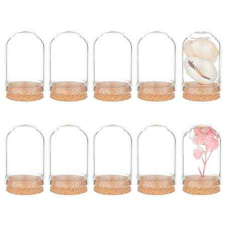 BENECREAT Glass Dome Cloche Cover, Bell Jar, with Cork Base, For Doll House Container, Dried Flower Display Decoration, Clear, 36.5x22mm, 25pcs