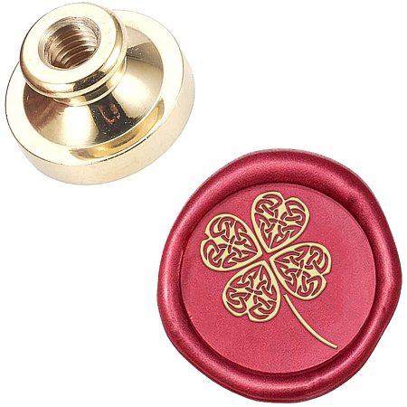 CRASPIRE Wax Seal Stamp Heads Only No Handle Sealing Wax Stamp Head Replacement Four Leaf Clover Vintage Removable Brass Seal Head 25mm for Wedding Invitations Envelopes Christmas Party Gift Wrap