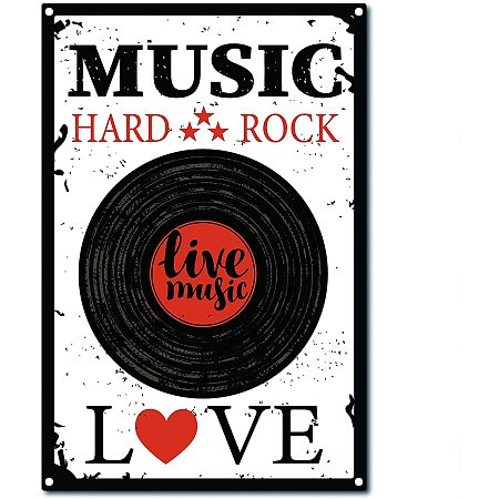 CREATCABIN Love Music Metal Vintage Tin Sign Wall Decor Decoration for Home Wall Art Kitchen Bar Pub Room Garage Vintage Retro Poster Plaque 12 x 8inch