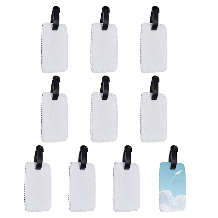 CRASPIRE 10pcs Luggage Tag Blank Rectangle Suitcase Label Heat Transfer Name ID Cards White Sublimation Blank Luggage Tags with Straps Travel ID Labels for Diy Travel Bag Suitcase