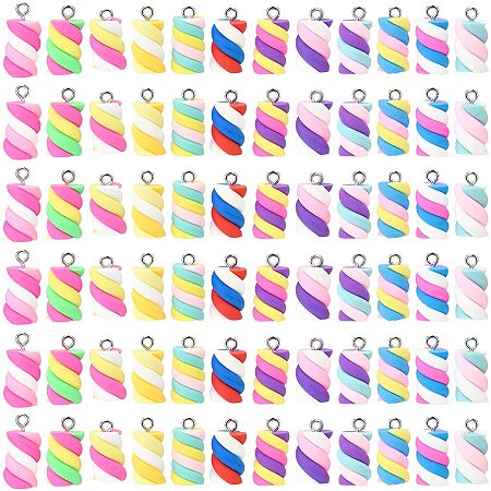 NBEADS 72 Pcs Marshmallow Polymer Clay Charms, 12 Colors Handmade Polymer Clay Pendants Soft Pot Crafts Accessories for DIY Jewelry Making