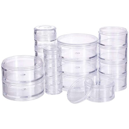 BENECREAT Mixed Size Stackable Round Plastic Containers 4 Column(5 Layer/Column) Bead Storage Jars for Beads, Buttons, Crafts and Small Findings