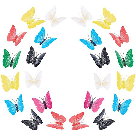 Arricraft 56 Pcs 7 Colors Butterfly Fridge Magnet, 3D Refridgerator Decoration Colorful Butterfly Wall Stickers with Double-Sided Adhesive Dots for Whiteboard Refrigerator Offices Bedroom Decor