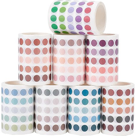 CRASPIRE 8 Rolls Dot Stickers Rolls, Colorful Dot Washi Stickers, 8mm Adhesive Dot Stickers for Office,School,Calendars,Map Stickers,Mark Bottles, Scrapbooking, DIY Crafts and Gift Wrapping