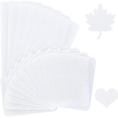 NBEADS 18 Pieces Iron-on Patches Fabric, Blank Repair Fabric Mending Garment Fabric for Clothing Pants Jeans Jackets Sewing DIY Crafts, White
