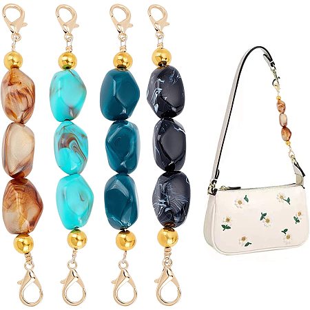 WADORN 4 Colors Purse Strap Bead Extenders, 5.9 Inch Short Resin Bead Handbag Chain Replacement Cross-Body Shoulder Strap Extender Clutch Bag Accessories Charms for Summer Coach Pochette Underarm Bag