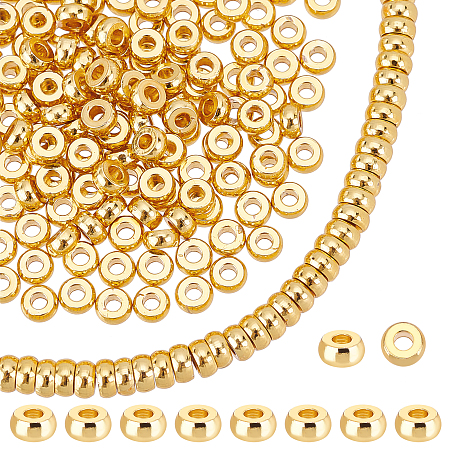 PandaHall Elite Brass Spacer Beads, Flat Round, Real 18K Gold Plated, 4x1.5mm, Hole: 1.5mm, 240pcs/box
