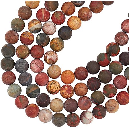 Arricraft About 96 Pcs Frosted Natural Stone Beads 8mm, Natural Picasso Round Beads, Gemstone Loose Beads for Bracelet Necklace Jewelry Making ( Hole: 1mm )