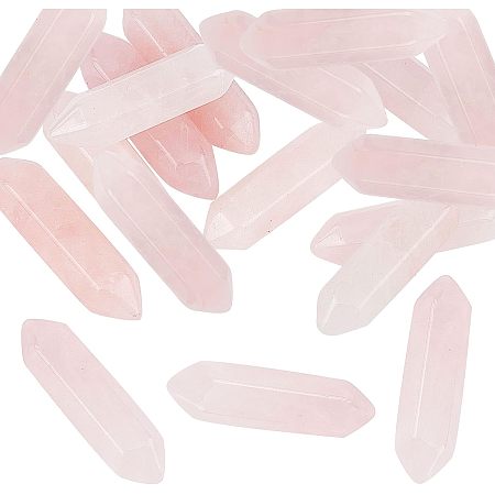Arricraft 12 Pcs Natural Quartz Crystal Points, Rose Quartz Sticks Spikes Point Beads Undrilled Polished Point Loose Beads for Jewelry Making