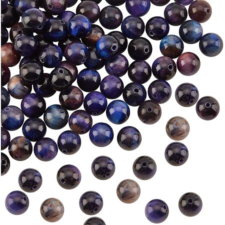 OLYCRAFT 80 Pcs Natural Galaxy Tiger Eye Beads 8mm Gemstone Round Spacer Loose Beads Crystal Healing Energy Beads for Bracelet Necklace Rosary Earrings Jewelry Making