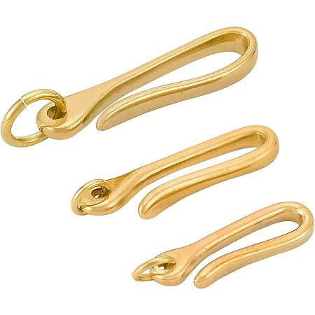 PandaHall Elite Brass U Hook Key Chain, 3 Sizes Car Keychain Fish Hook Keychain Golden Belt Wallet Clip Holder with Ring Pocket Clip for Men Women Wallet Chain Leathercraft Accessories