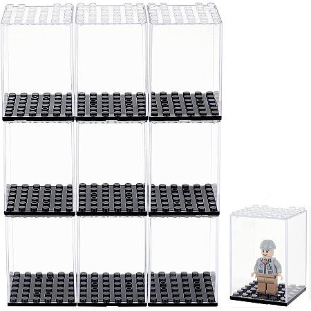 FINGERINSPIRE 10 Pcs Acrylic Stackable Model Display Case Minifigures Building Block Display Case 3x2x2 inch Perspex Dustproof Showcase Toys Model Display Box for Lego Minifigures Figures