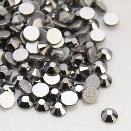 NBEADS About 1440pcs/bag Hematite Glass Flat Back Rhinestone, Half Round Grade A Back Plated Faceted Gems Stones for Nails Decoration Crafts Eye Makeup Clothes, 4.6-4.8mm