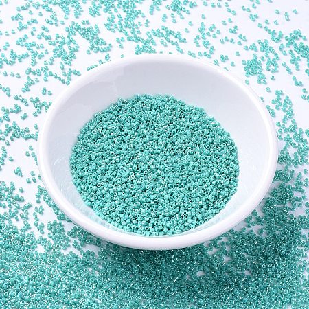 MIYUKI Delica Beads, Cylinder, Japanese Seed Beads, 11/0, (DB0166) Opaque Turquoise Green AB, 1.3x1.6mm, Hole: 0.8mm, about 2000pcs/bottle, 10g/bottle