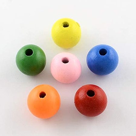 Pandahall Elite 390pcs 16mm Assorted Color Round Wooden Beads Wooden Loose Beads Wooden Spacer Beads for Jewelry Making and DIY Crafts