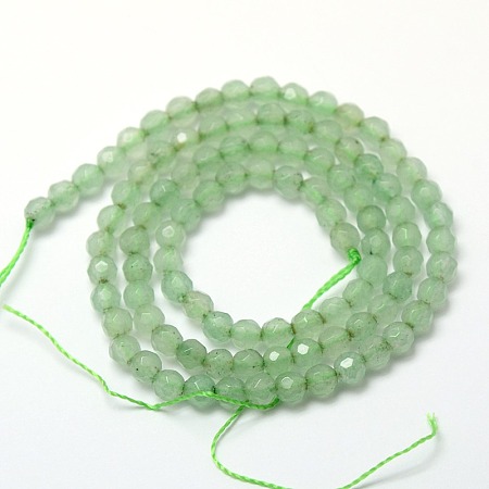 ARRICRAFT Natural Green Aventurine Beads Strands, Faceted, Round, 4mm, Hole: 1mm, about 98pcs/strand, 15.3 inches
