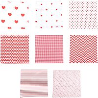 GORGECRAFT 8PCS 20 x 20 Inch Valentine's Day Fat Quarters Fabric Bundles Checkered Heart Pattern Cotton Fabric Squares Napkins for Holiday Anniversary Wedding Party