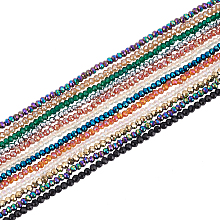 Electroplate Glass Beads Strands, Faceted, Mixed Style, Rondelle, Mixed Color, 2x1.5mm, Hole: 0.6mm; about 235~247pcs/Strand, 14.57~14.76 inches(37~37.5cm); 12 colors, 1strand/color, 12strands/box