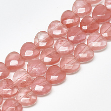 ARRICRAFT Cherry Quartz Glass Beads Strands, Faceted, Heart, 10x10x5mm, Hole: 1.2mm, about 20pcs/strand, 7.4 inches