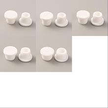 Gorgecraft 50Pcs 5 Styles Silicone Bottle Seal Plug, Reusable Replacement Bottle Stopper, Flat Round, White, 14~18x10~12.5mm, Inner Diameter: 6~9mm, 10pcs/style