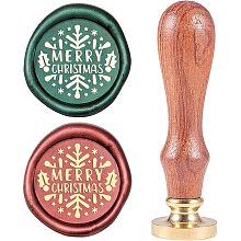 CRASPIRE Wax Seal Stamp Merry Christmas Snowflakes Vintage Brass Head Wooden Handle Removable Sealing Wax Seal Stamp 25mm for Envelopes Wedding Invitations Wine Packages Halloween Xmas Party