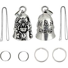 SUPERFINDINGS Motorcycle Hanging Charms Kit Including 2pcs Alloy Dog Bell Pendants 2pcs Key Rings and 1pcs Split Ring, Bell Lucky Charms Protection Biker Motorcycle Bell Keychain, Hole: 4mm