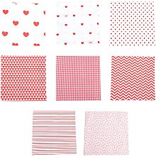 GORGECRAFT 8PCS 20 x 20 Inch Valentine's Day Fat Quarters Fabric Bundles Checkered Heart Pattern Cotton Fabric Squares Napkins for Holiday Anniversary Wedding Party