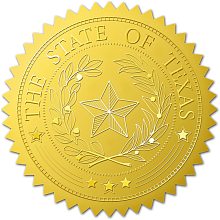 BENECREAT 100pcs Star Theme Embossed Gold Foil Seals, 2" the State of Texas Self Adhesive Embossed Stickers Decoration Labels for Envelopes Diplomas Certificates Awards Graduation