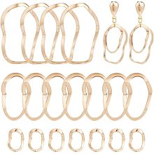 Arricraft 18 Pcs 3 Sizes Brass Linking Ring, Wavy Circle Frames Connectors Oval Shape Hollow Bezels Pendants Charms for Jewelry Making Findings DIY, Light Gold