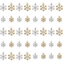 CHGCRAFT 40Pcs 4 Styles Snowflake Alloy Pendants with Crystal Rhinestone for DIY Bracelet Necklace Jewelry Making, Platinum and Light Gold