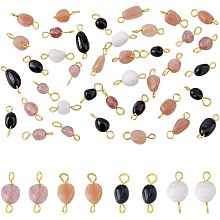 DICOSMETIC 120Pcs 4 Styles Natural Stone Connectors Gemstone Connector Charms Semi Precious Stone Connectors Nuggets Link with Double Loops Stone Charms for Jewelry Making