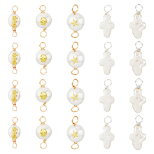 DICOSMETIC DIY Jewelry Making Finding Kit, Including 20Pcs 5 Styles Cross & Oval Natural Pearl Link Connector & Charms, with Sea Horse & Starfish & Shell Pattern, Platinum & Golden, 20~23.5x8~9.5x4~8mm, Hole: 2.5~3mm, 4Pcs/style