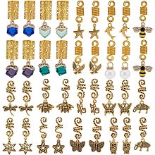 NBEADS 36 Pcs Hair Jewelry for Braids, Butterfly Dreadlock Accessories Hair Cuffs Beads Pendants Loc Hair Jewelry Stitch Markers Charms Hair Coil Jewelry Clips for Braids Decoration