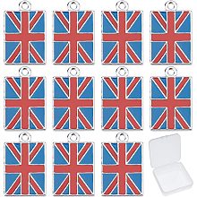 SUNNYCLUE 1 Box 30Pcs UK Flag Charms Patriotic Double-Sided Enamel British Union Jack Keyring Car Bag Charm Rectangle Charm Bulk for Jewelry Making Charms Phone Handbags Wallet Hanging DIY Supplies