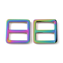 Arricraft Rainbow Color Alloy Slider Buckles, Adjustable Buckle Fasteners, for Strap Leathercraft Bag Belt, Rainbow Color, 28x27x3mm