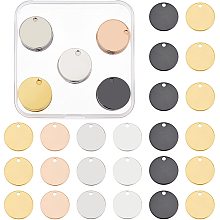 BENECREAT 30 Pack 20mm/0.8" Flat Round Stamping Blank Tag Brass Name Plate with Storage Box for Necklace Bracelet Dog Tags Making, Mixed Color, 1mm thick