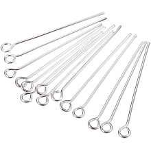 Honeyhandy 200Pcs Brass Eye Pin, Cadmium Free & Lead Free, Silver, 30x0.7mm, Hole: 2mm