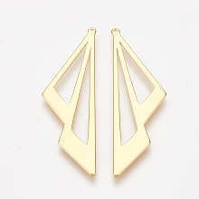 Honeyhandy Brass Pendants, Double Triangle, Nickel Free, Real 18K Gold Plated, 39.5x12.5x1mm, Hole: 0.8mm