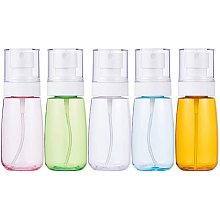 BENECREAT 5 Pack 2oz/60ml Mixed Color Plastic Fine Mist Spray Bottle for Skincare Makeup Face Remover Cleaning Liquid and Hair Spray