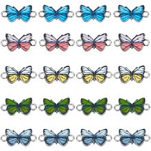 NBEADS 30 Pcs Butterfly Alloy Enamel Link Charm Butterfly Connector Metal Pendant for Earrings Bracelets Necklace DIY Making Jewelry Making Accessories