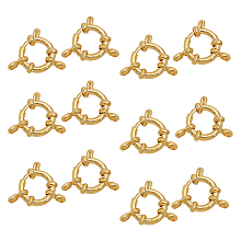 PandaHall Elite 304 Stainless Steel Spring Ring Clasps, Ring, Real 24K Gold Plated, 12.5x4mm, Hole: 2.5mm, 12pcs