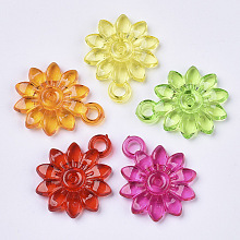 Honeyhandy Transparent Acrylic Pendants, Dyed, Flower, Mixed Color, 25x20.5x3.5mm, Hole: 3mm, about 550pcs/500g