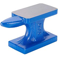 PandaHall Elite 6.5 Lb Horn Anvil Bench Block Small Iron Single Horn Base Jeweler Blacksmith Tool for Jewelry Making, Blue