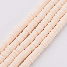 Honeyhandy Handmade Polymer Clay Bead Strands, Heishi Beads, Disc/Flat Round, PeachPuff, 4x0.5~1mm, Hole: 1.5mm, about 320~447pcs/strand, 15.74~16.92 inch