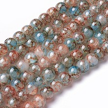 Honeyhandy Spray Painted Glass Beads Strands, Round, Colorful, 8~8.5mm, Hole: 1.5mm, about 100pcs/strand, 31.1 inch(79cm)